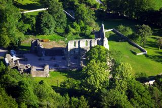 Aulps, abbatiale, vue aérienne